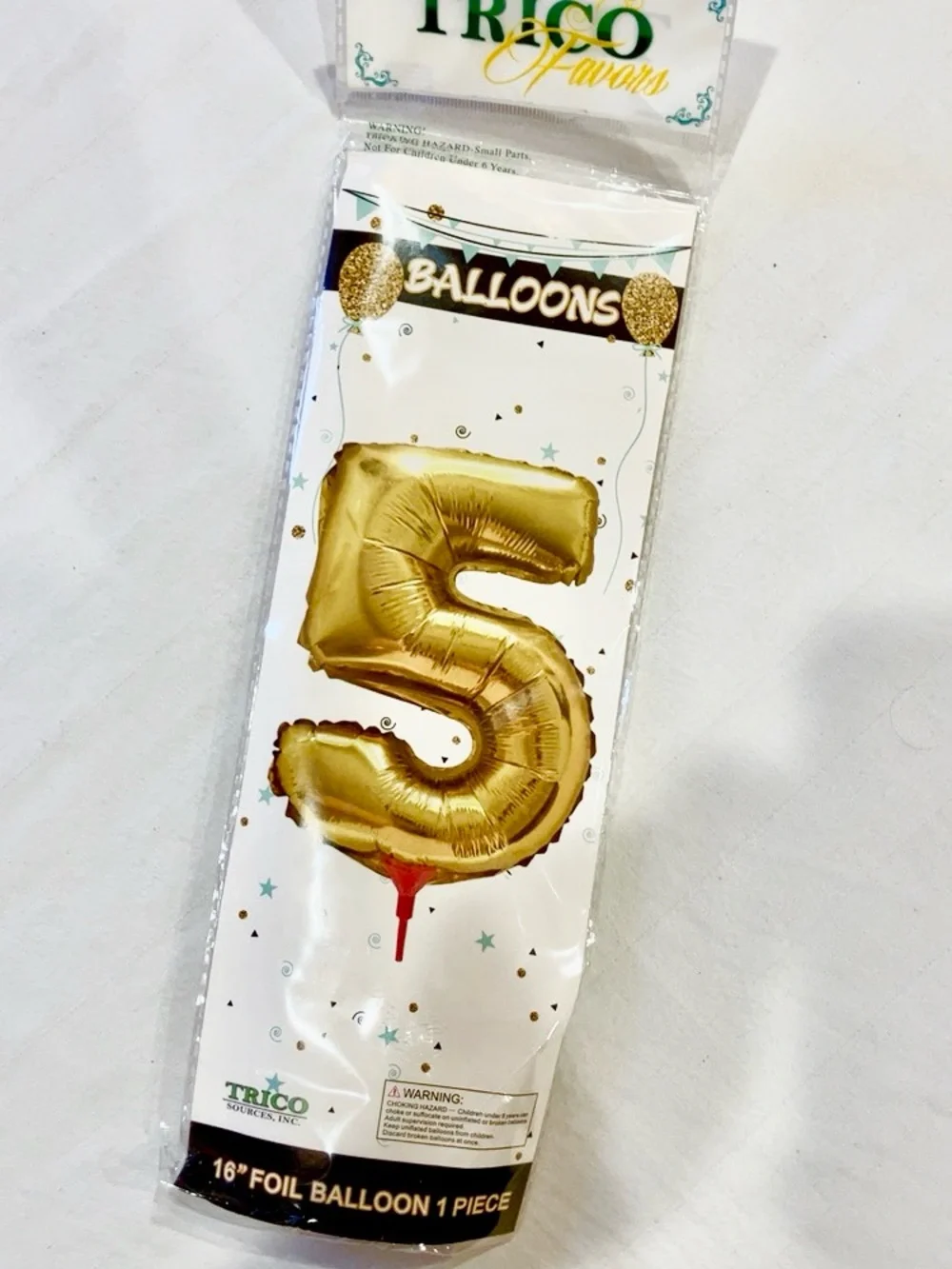Gold Foil Number 5 Balloon - Party Decoration